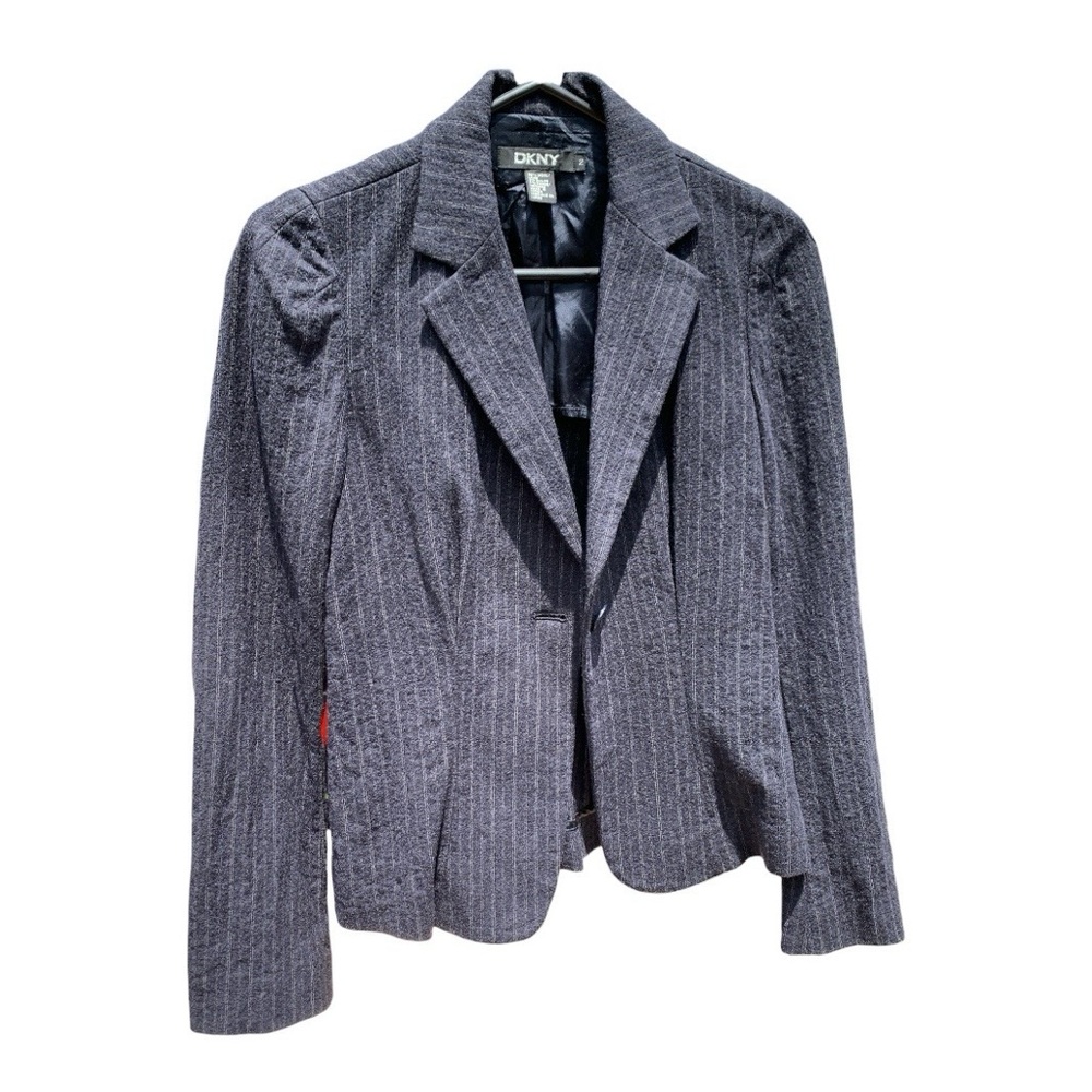 Vintage DKNY Charcoal Pinstriped Wool Fitted Blazer